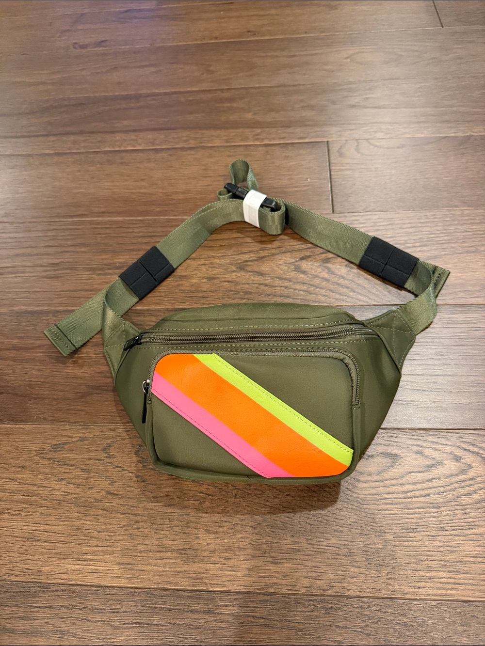 Bagging Rights Olive Crossbody Bag / Fanny Pack with Neon Accents New - C11-513